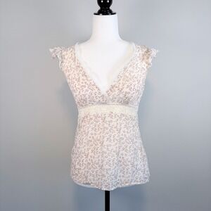 Jacob Baby Doll Blouse V-Neck Dainty Coquette Romantic Lace Ivory Women's Small